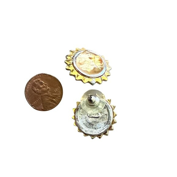 Anne Klein Gold-Tone Smiling Sun Face Clip Ons Earrings Rare - Picture 8 of 10